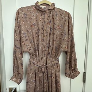 Vintage beige floral midi dress